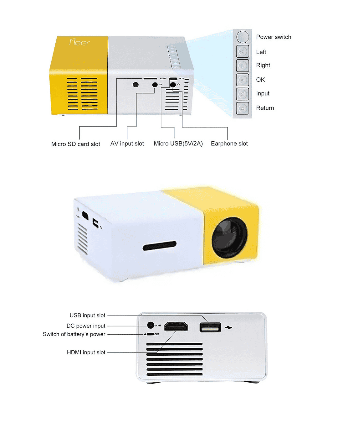 Mini Proyector LED Portátil