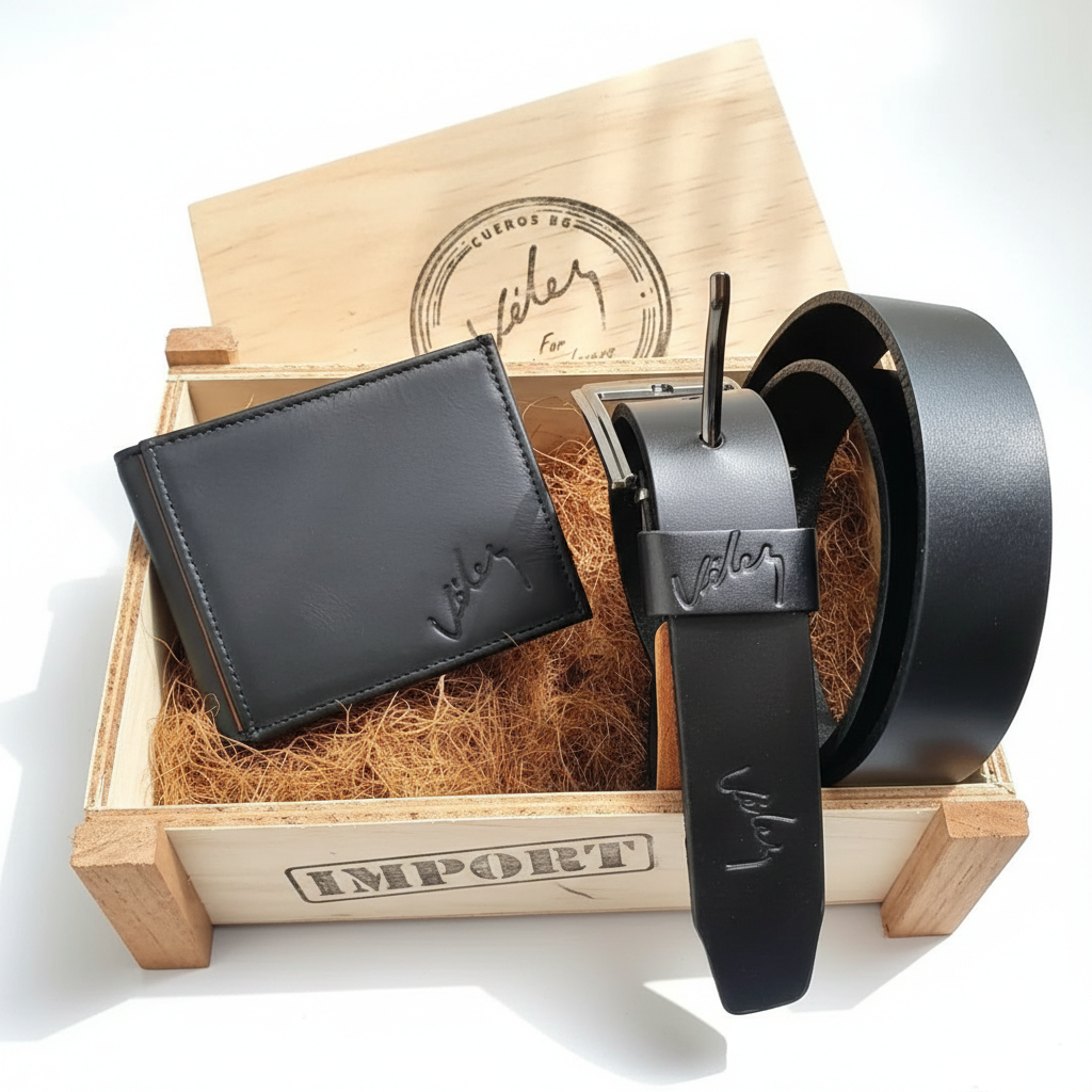 Set de Cuero para Hombre: Correa + Billetera