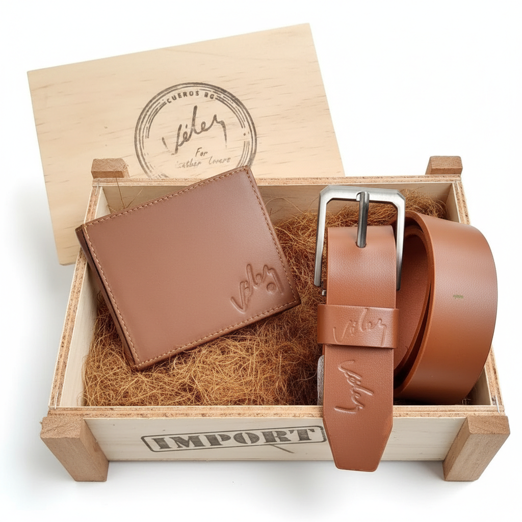 Set de Cuero para Hombre: Correa + Billetera
