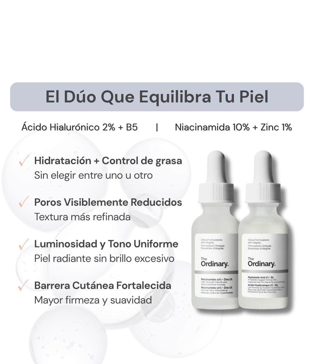 Dúo The Ordinary | Ácido Hialurónico + Niacinamida | 30ml c/u