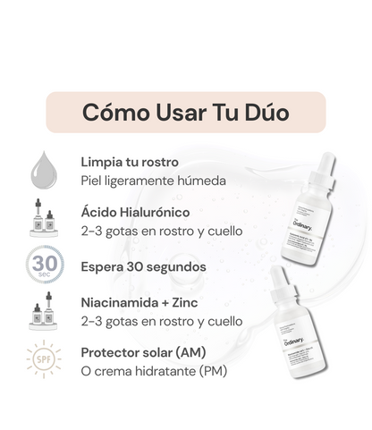 Dúo The Ordinary | Ácido Hialurónico + Niacinamida | 30ml c/u